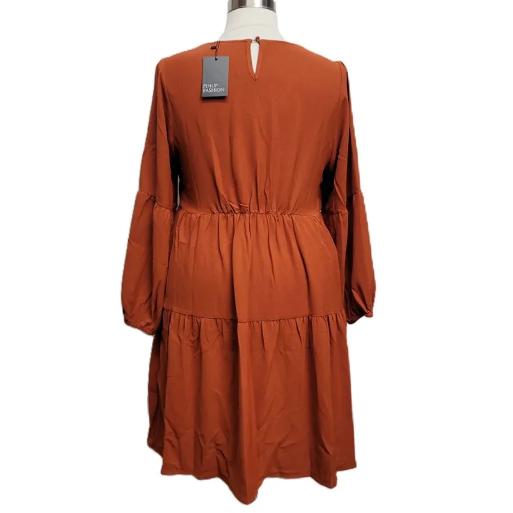 NWT Pinup Fashion Long Sleeve Babydoll Tunic Tiered Dress 18W